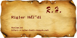 Rigler Hédi névjegykártya